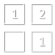 Row 1: 1, 2. Row 2: blank, 1.